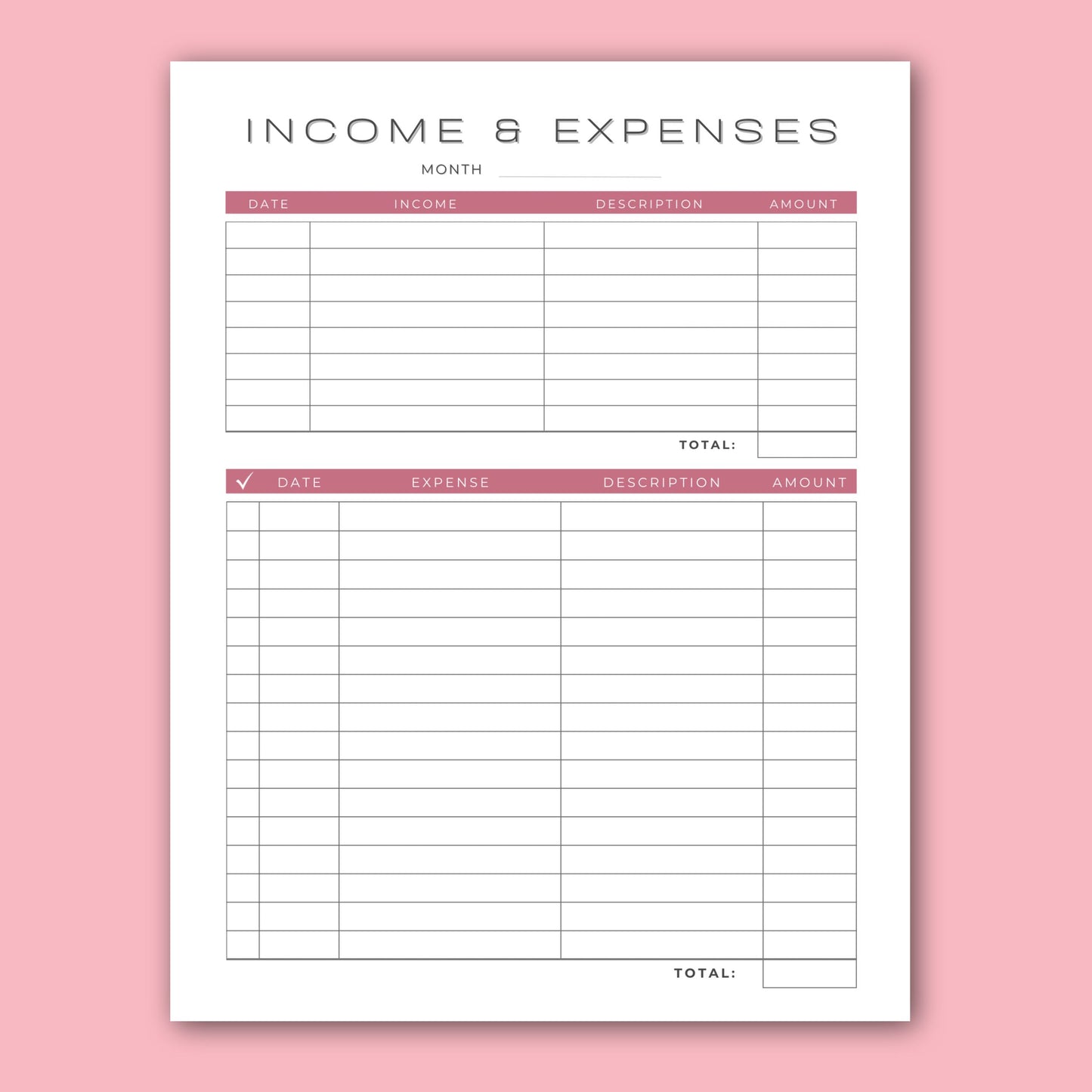 Income & Expenses Page
