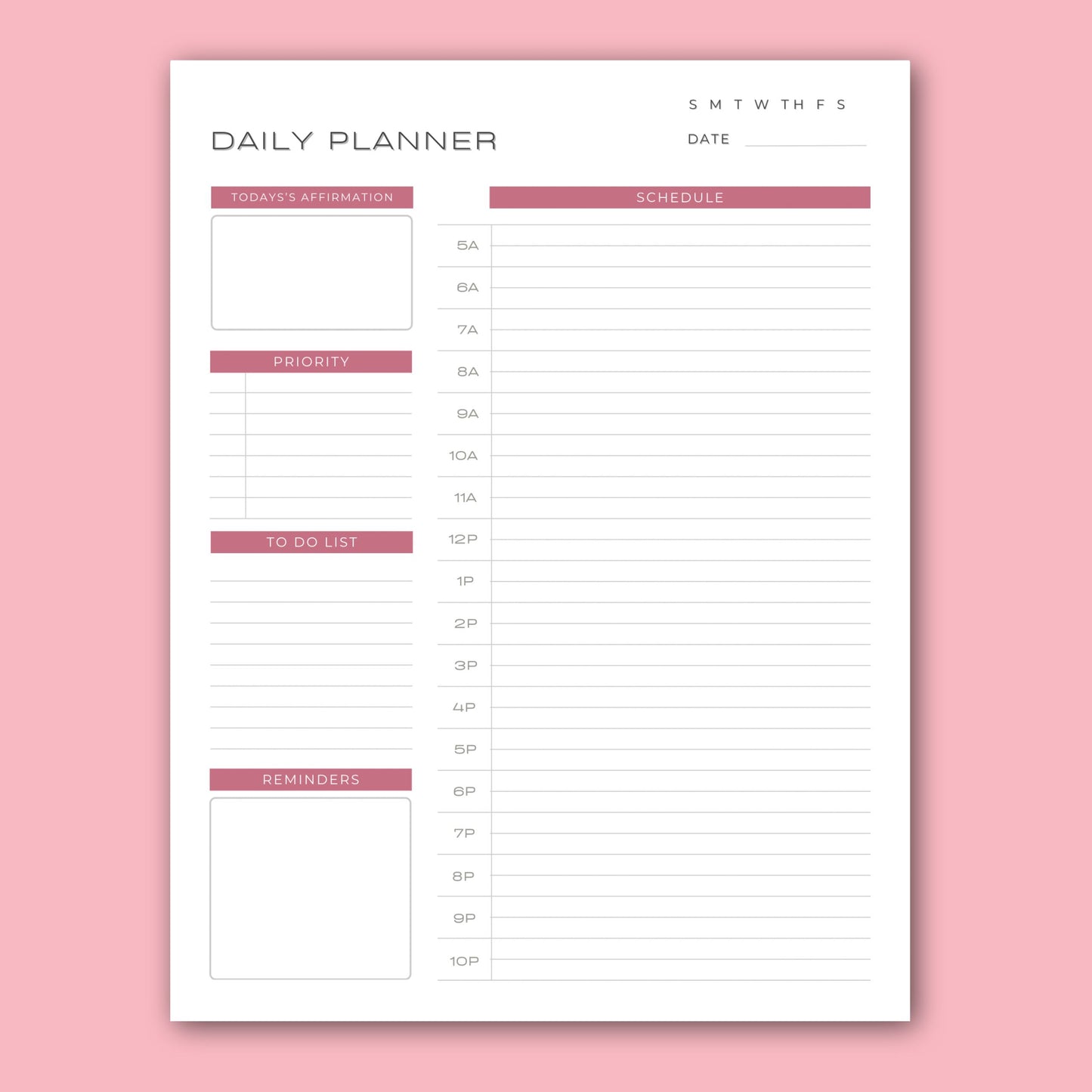 Daily Planner Page